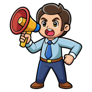 Cartoon man speaking with megaphone illustration