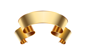 Elegant Golden Ribbon Banner Isolated on Transparent Background
