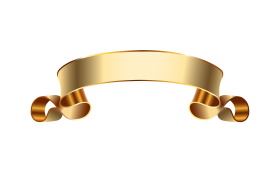 Elegant Golden Ribbon Banner Isolated on Transparent Background