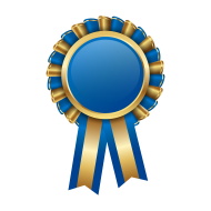 Golden blue ribbon badge illustration