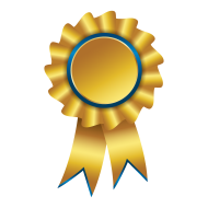 Golden ribbon badge illustration
