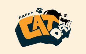 Happy Cat Day Typographic Post Design Template