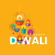 Happy Diwali Post Flat Design Template