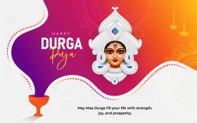 Happy Durga Puja Background Design Template