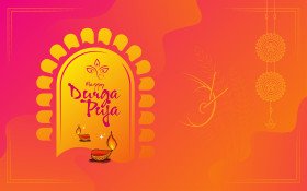 Happy Durga Puja Background Template Design