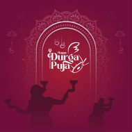 Happy Durga Puja Post Banner Design Template