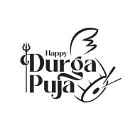 Happy Durga Puja Text Typography Illustration