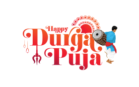 Happy Durga Puja Typography Banner Template