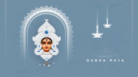 Happy Durga Puja Wishes Background Design Template