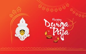 Happy Durga Puja Wishes Greeting Design