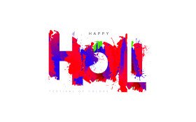 Happy Holi Text Typographic Background Design Template