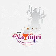 Happy Navratri Illustration with Goddess Durga Silhouette