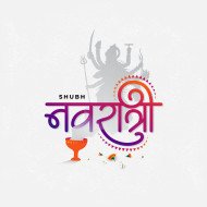 Happy Navratri Illustration with Goddess Durga Silhouette