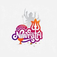 Happy Navratri Illustration with Goddess Durga Silhouette