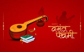 Happy Vasant Panchami Hindi Background Design Template