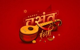 Happy Vasant Panchami Hindi Background Design Template