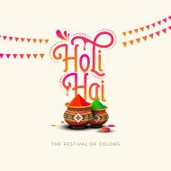 Holi Hai Text Typograpgy Design Illustration