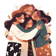 Illustration of group hugging each other stock illustration