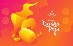 Indian Festival Happy Durga Puja Post Banner Background Template