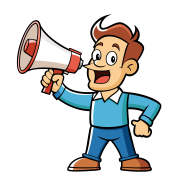 Man speaking with megaphone illustration